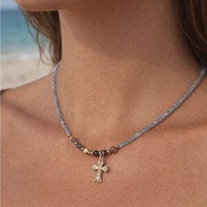 Labradorite and Peach Moonstone Adjustable Necklace